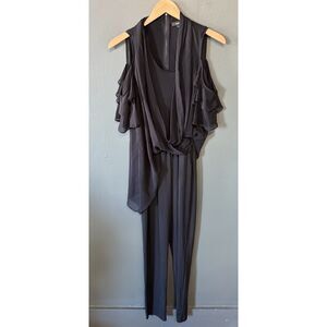 Kobi Womens Black Sleeveless Romper Flowy Sheer Size XS